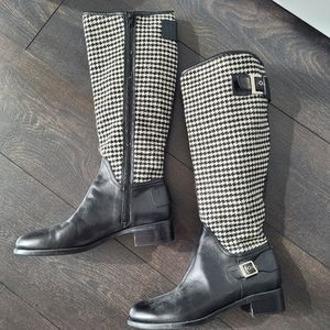 Browns Leather & Houndstooth knee-high boots 8.5